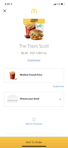 Travi Patty on McDonalds app. 