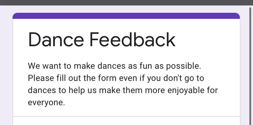 The Homecoming survey Lesa Jackson sent out regarding the dance Saturday night.