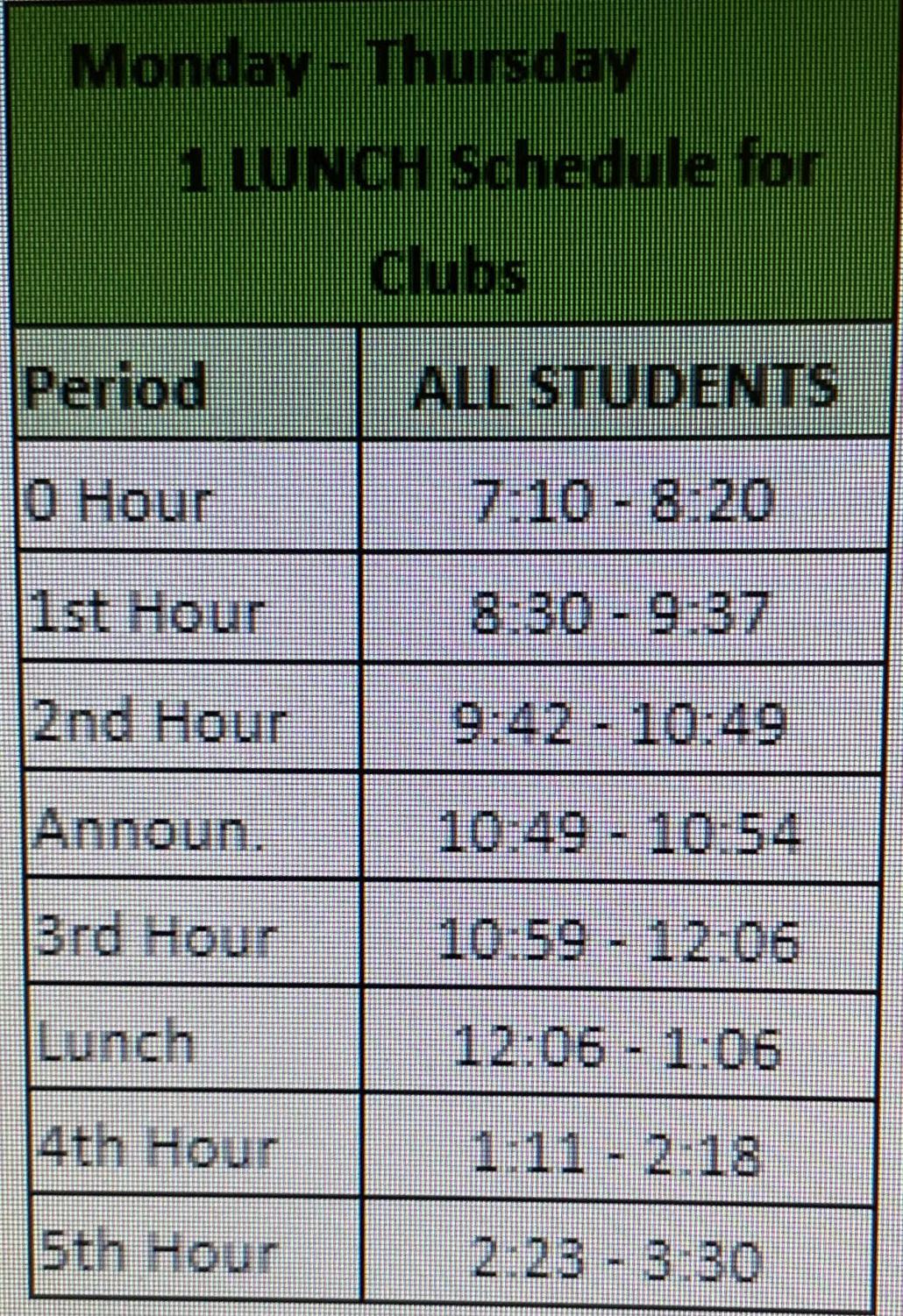 bell schedule