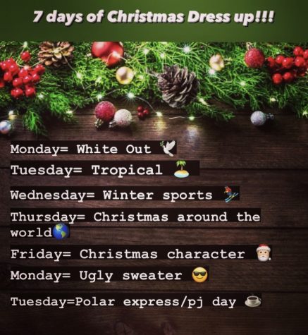 The dress up days for the upcoming weeks posted on the student councils Instagram. Instagram: @madison_stuco