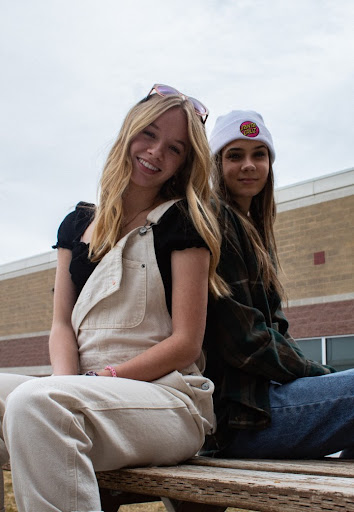 Bella Hansen and Ellie Wilkinson show the difference between their summer and winter outfits.